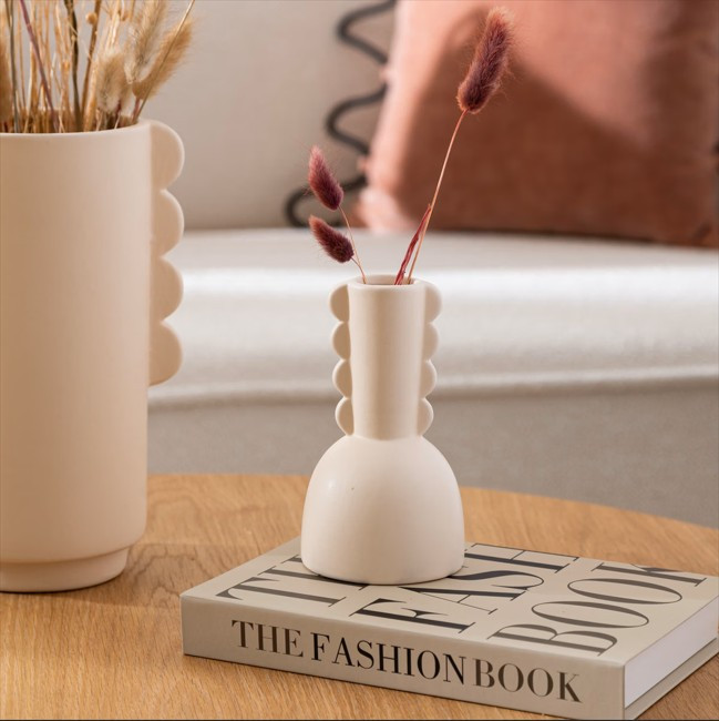 Soliflore céramique beige - h15