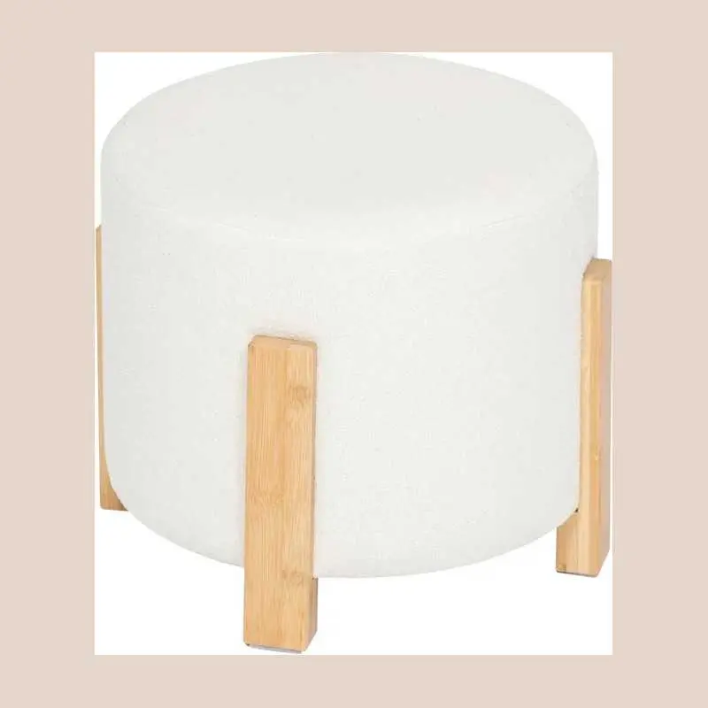 Tabouret d'appoint bouclette blanc - bansa