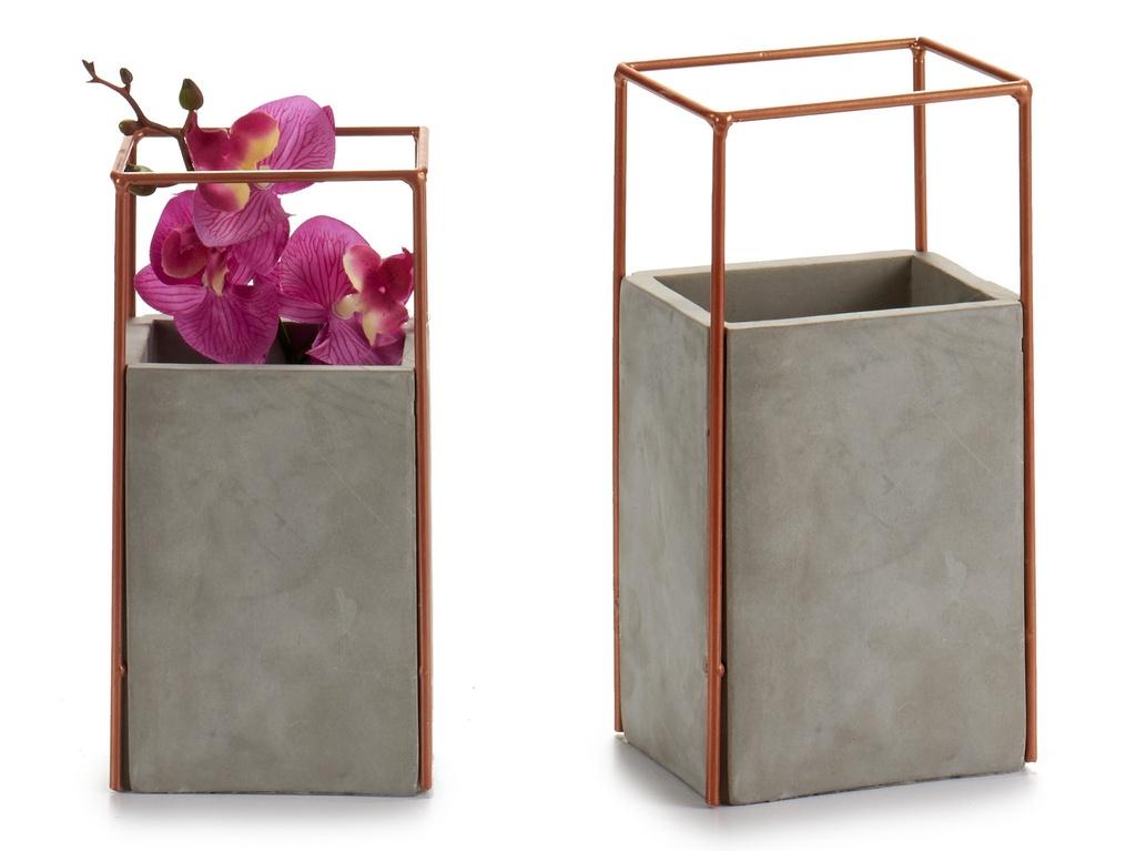 Pot de fleurs ciment deco cuivre haut pe