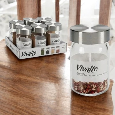 Pot rond verre transparent avec courvercle