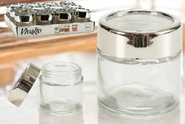 Pot rond verre transparent courvercle 