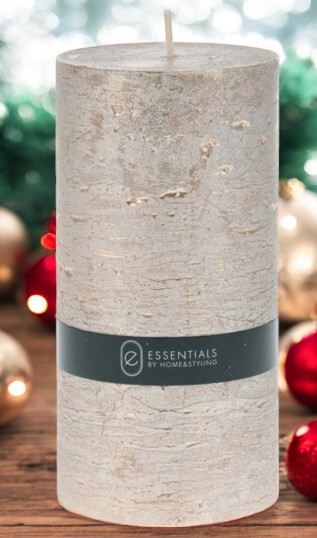 Bougie pilier 14cm ivoire or