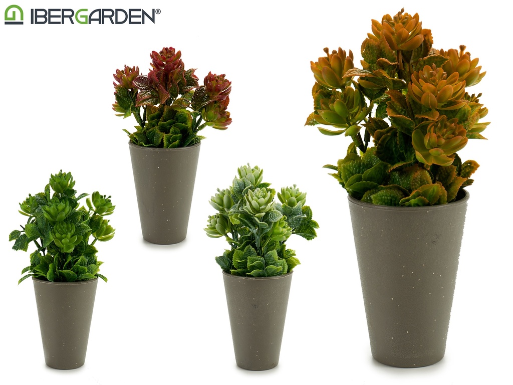 Pot de fleurs conique gris plante assort