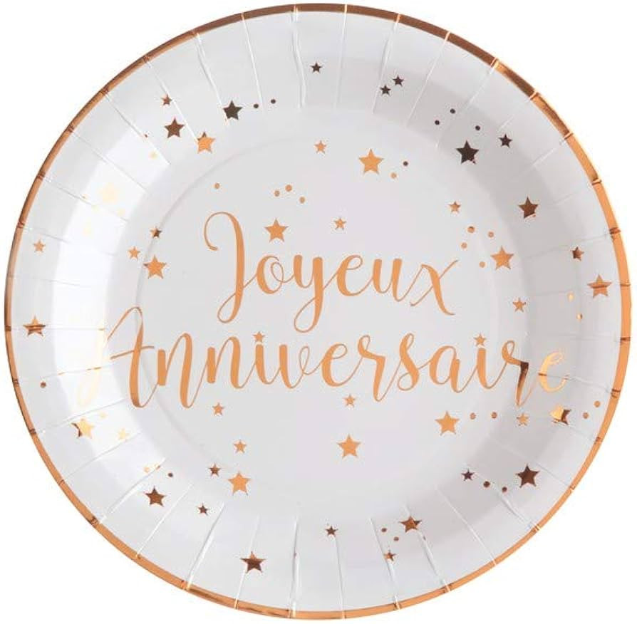  assiette joyeux anniversaire kraft et or
