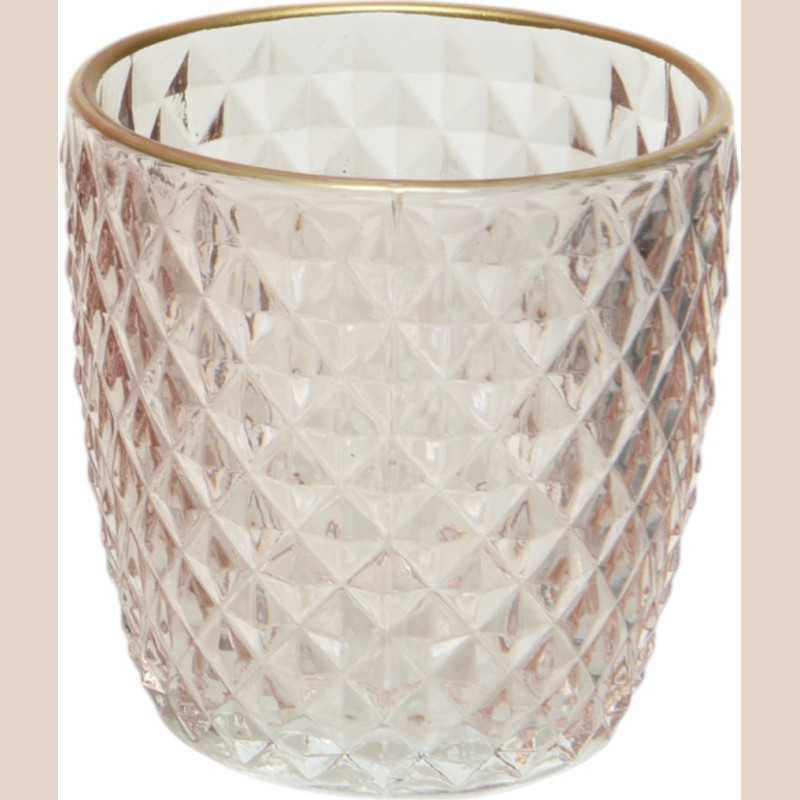 Photophore rose clair carreaux