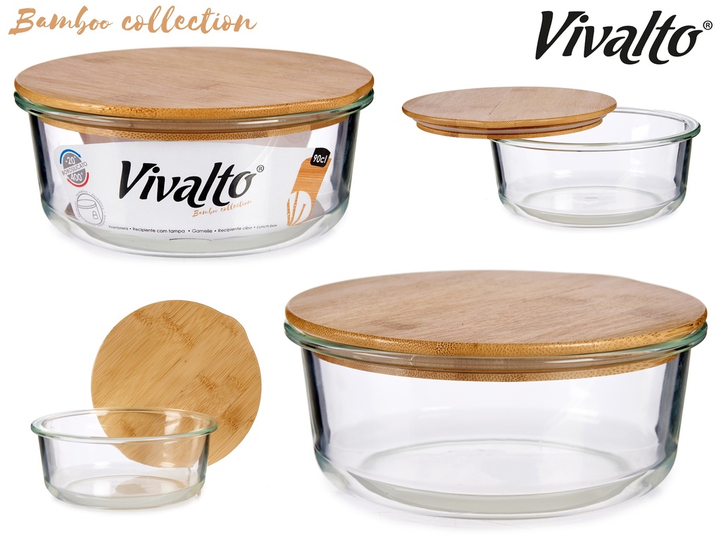 Boîte en verre rectangle + couvercle bambou