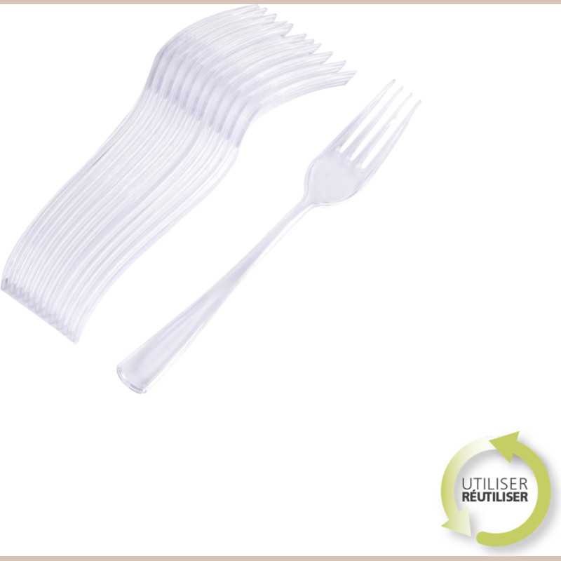 Set de 12 fourchettes reutilisables en ps transparent h18,5cm