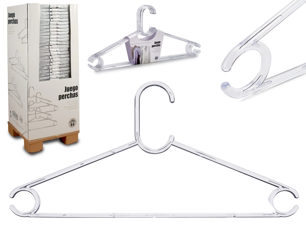 Set 4 cintres plastique transp display