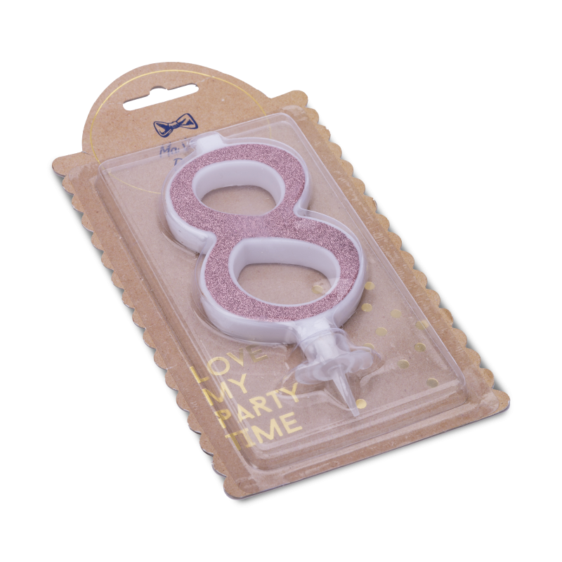 Bougie chiffre "8" calligraphie ros