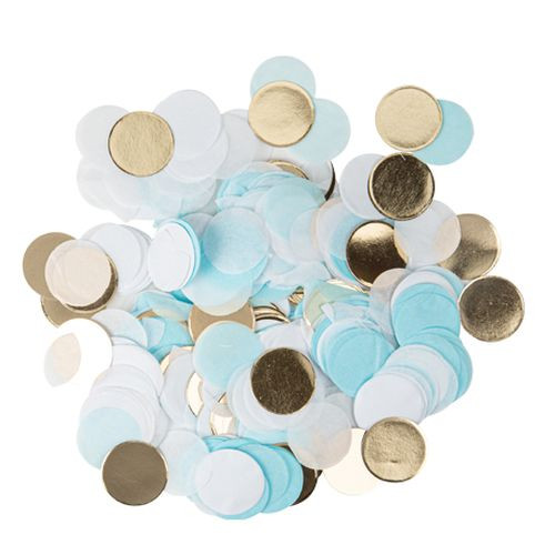 Confettis papier ciel, blanc et or 3cm 36gr