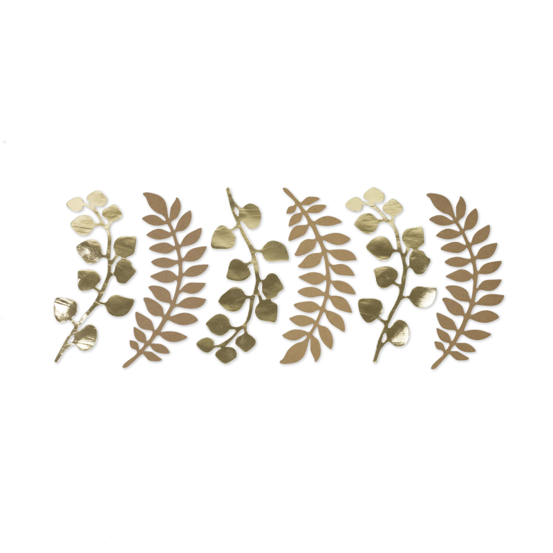 6 feuilles fougeres et eucalyptus k raft et or 30cm