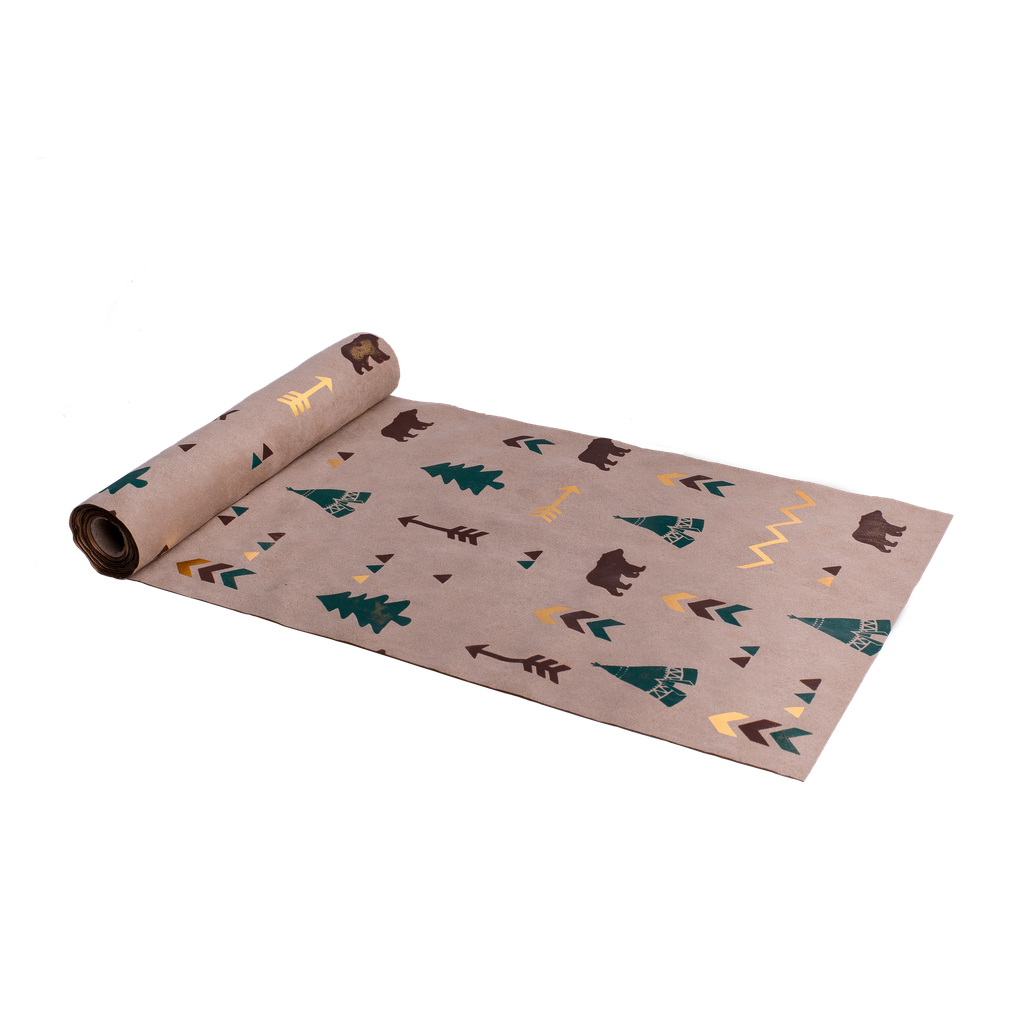 Chemin de table indian forest suedi ne or, vert, marron 28cmx5m