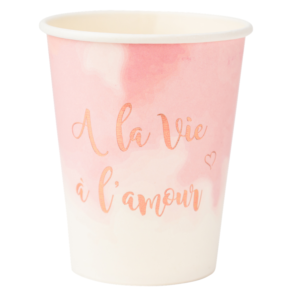 8 gobelets a la vie a l'amour degrade de roses & rose gold 255ml