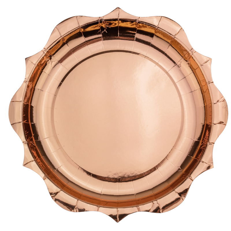 8 assiettes rose gold metallise 23cm