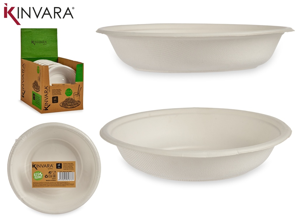 Set 4 assiettes creuses 750ml compostabl