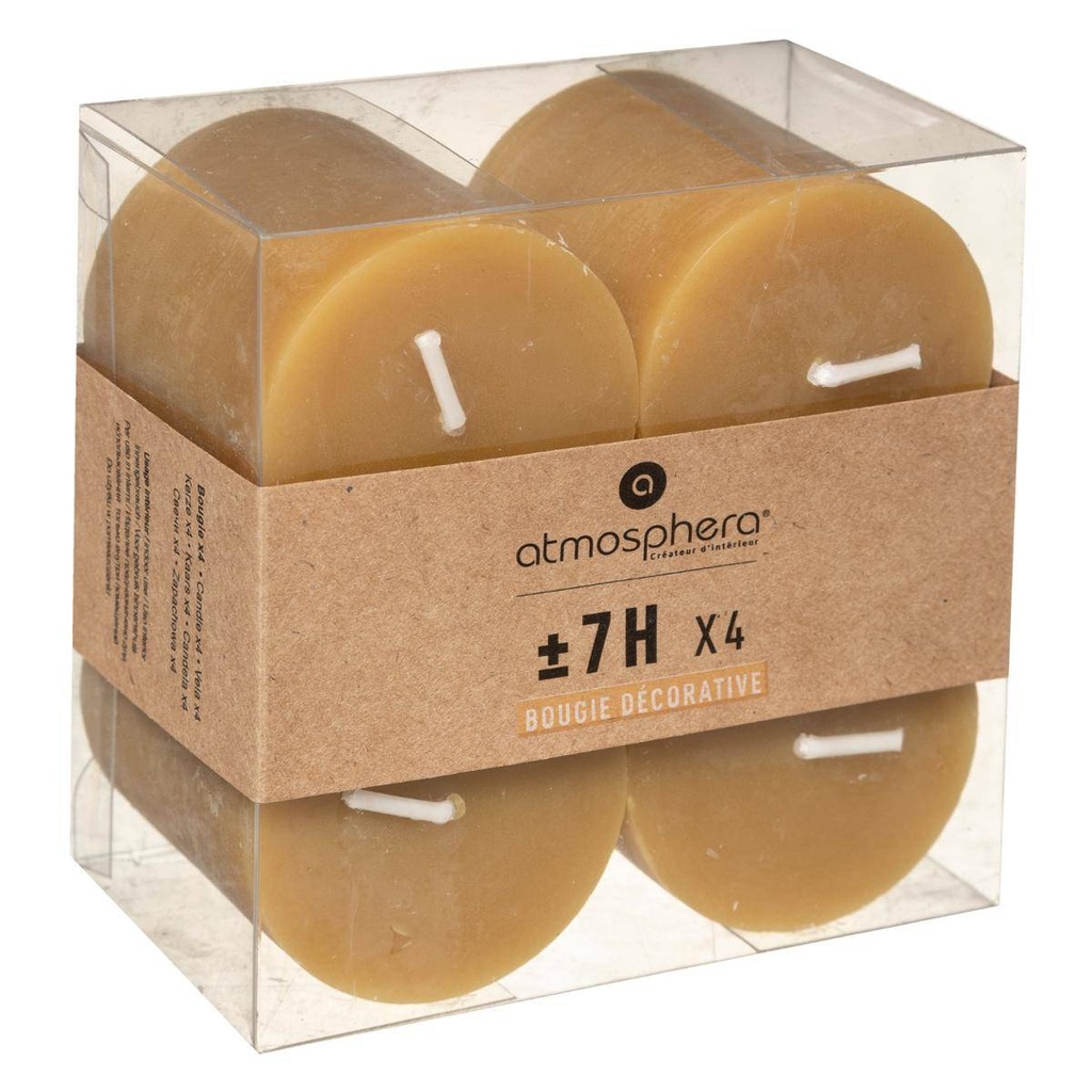Bougie  x4 olia jaune d4.5cm