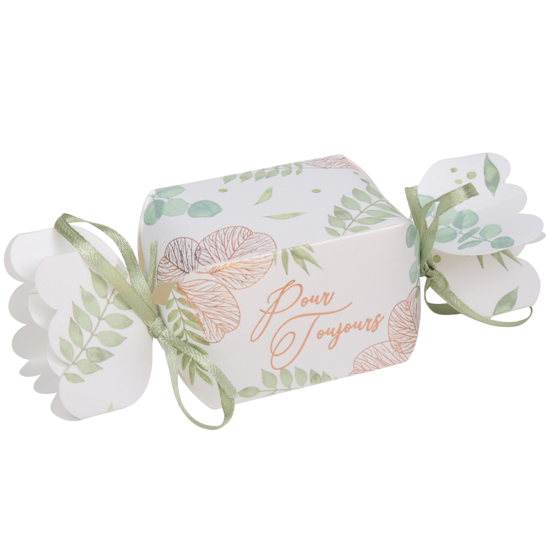 10 contenants papillotes botanique rose gold papier texturé 15x4x4cm