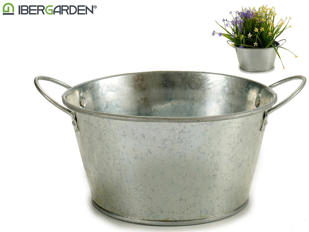 Jardinire ronde avec anses zinc
