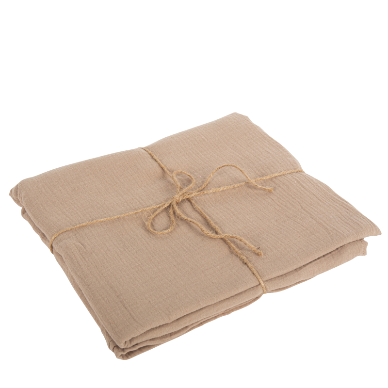 Nappe gaze de coton taupe 1,30x2,40 m lavable a 30°