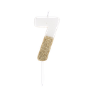  bougie chiffre 7 blanche paillettes