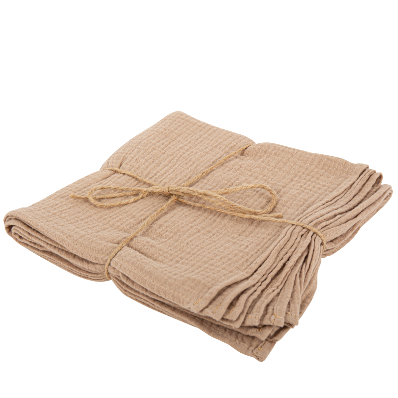  4 serviettes gaze de coton taupe 40