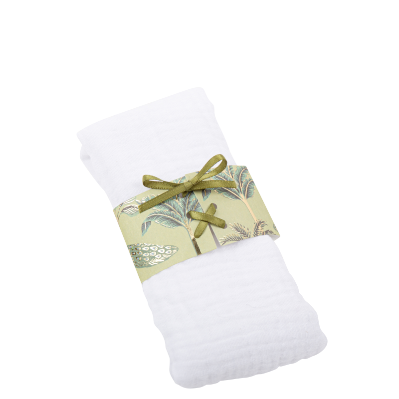 10 ronds de serviette tropical peacock dégradé de vert amande et or 16 x 4 cm + ruban