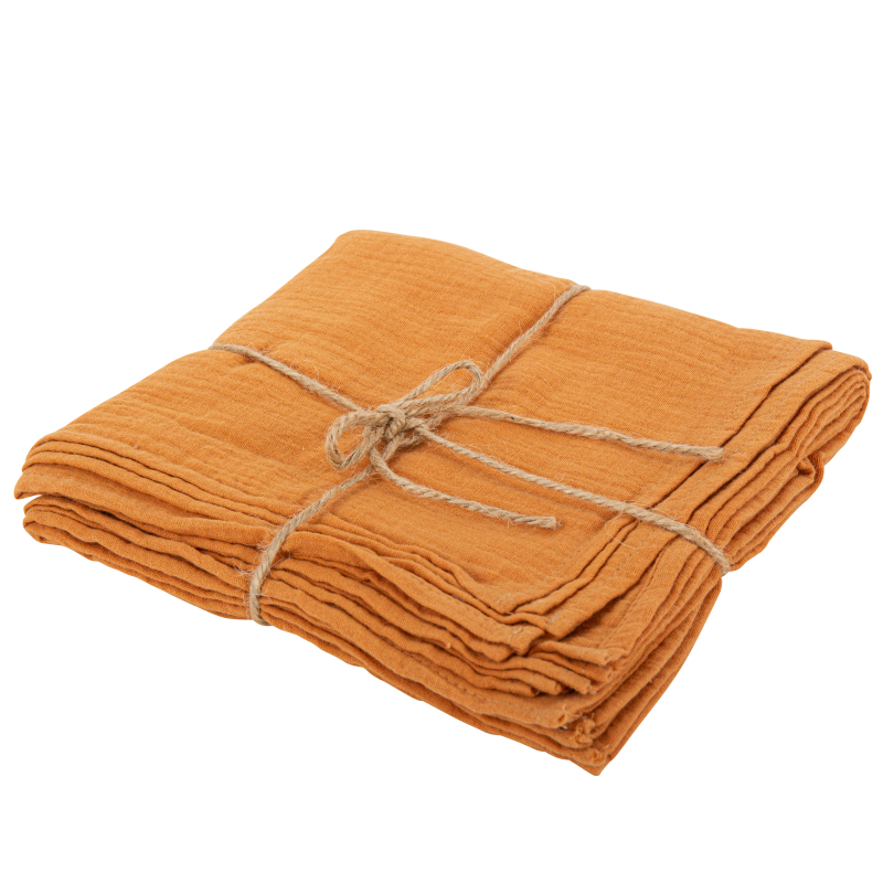 4 serviettes gaze de coton terre brulée 40 x 40 cm lavable à  30°