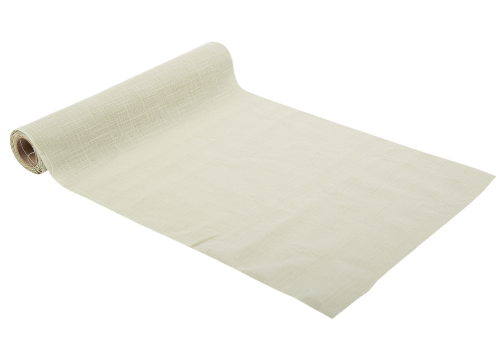 Chemin de table coton effet tissé vert sauge 28cmx5m