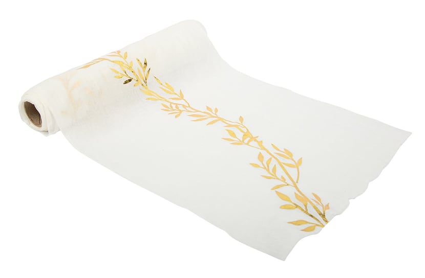 Cdt liseré végétal mousseline blanche et or 28cmx5m