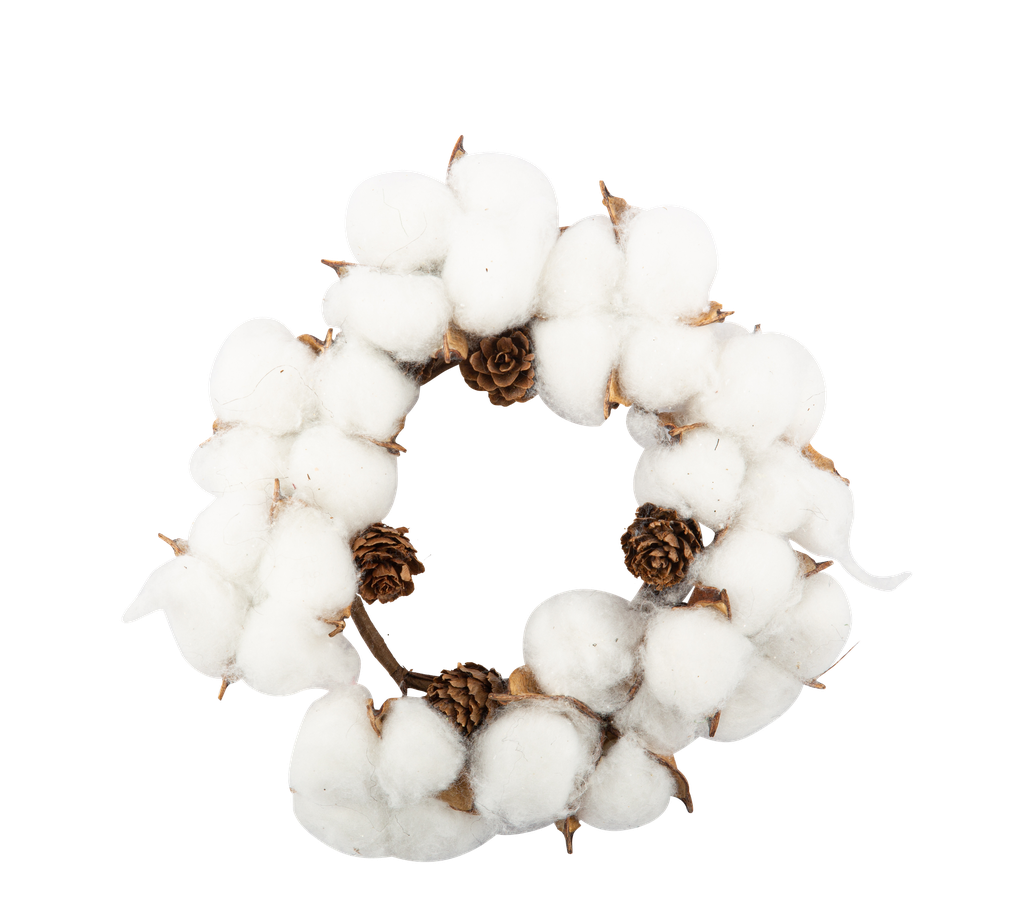 Couronne fleurs de coton diam 20cm