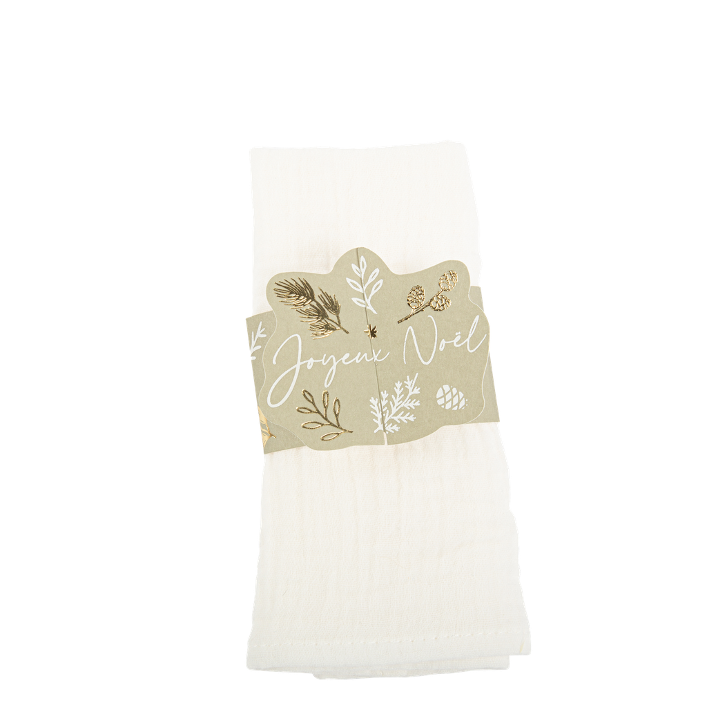8 ronds de serviettes joyeux noël b otanic vert de gris, velours blanc