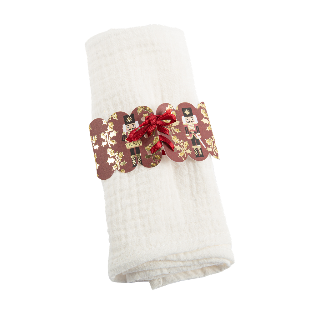 8 ronds de serviette casse noisette bordeaux, or et paillettes or 16 x