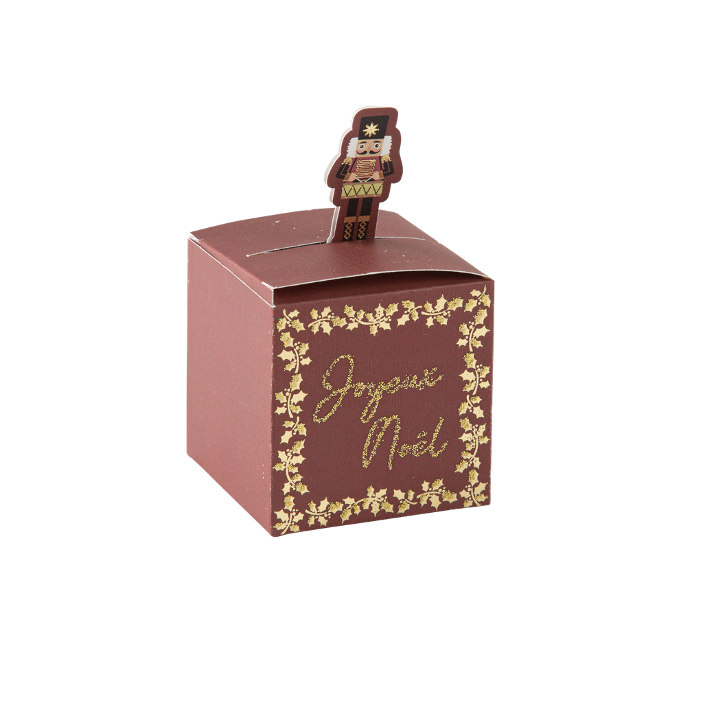 8 contenants joyeux noël casse nois ette bordeaux, or et paillettes or