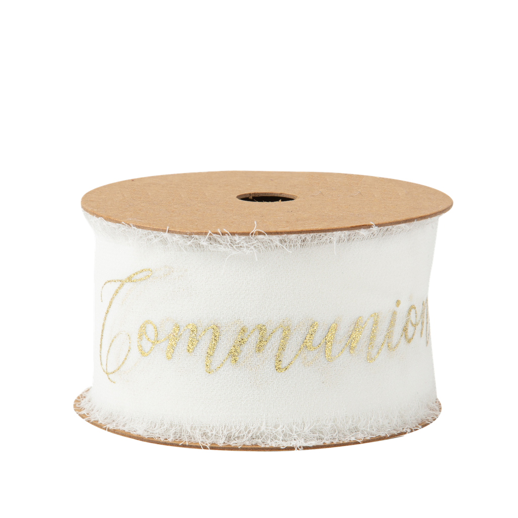 Ruban effiloche communion mousselin e de soie b