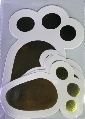 6 stickers pas de lapinou blanc et or - 14.2 x 9.5 cm et 10 x 6.7 cm