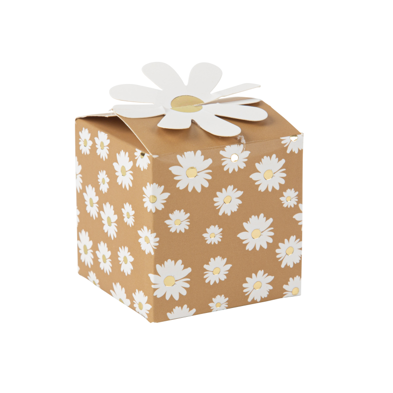 10 contenants marguerites camel blanc et or 5 x 5 cm