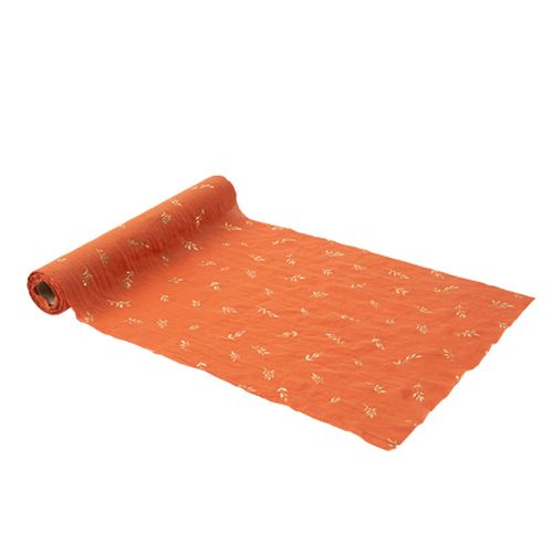 Chemin de table jolis brins mousseline terracotta et or 28cmx5m
