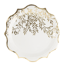 8 Assiettes Jolis Brins Carton Blanc et Or Ø23cm