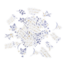 100 confettis toile de jouy blanc bleu et or de 2 a 4.3 cm