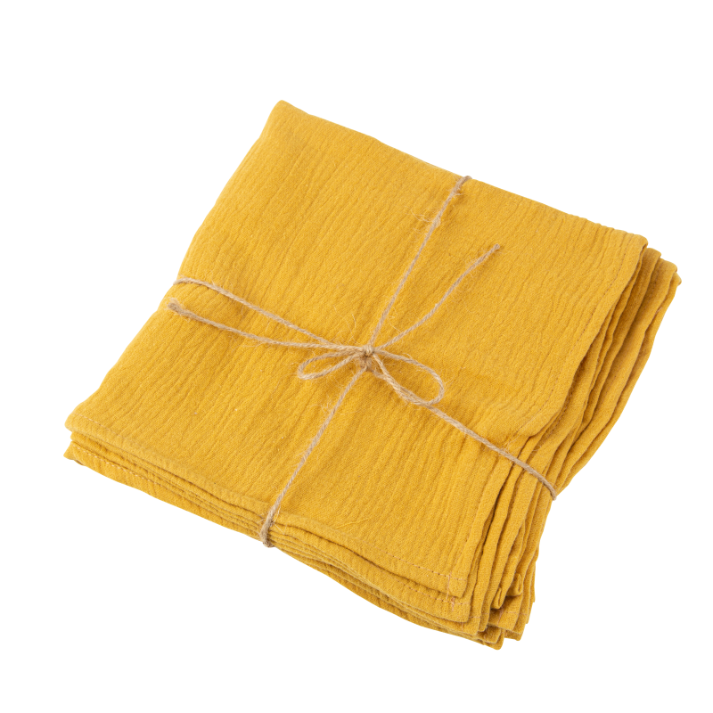 4 serviettes gaze de coton ocre 40 x 40 cm lavable à 30 degrés