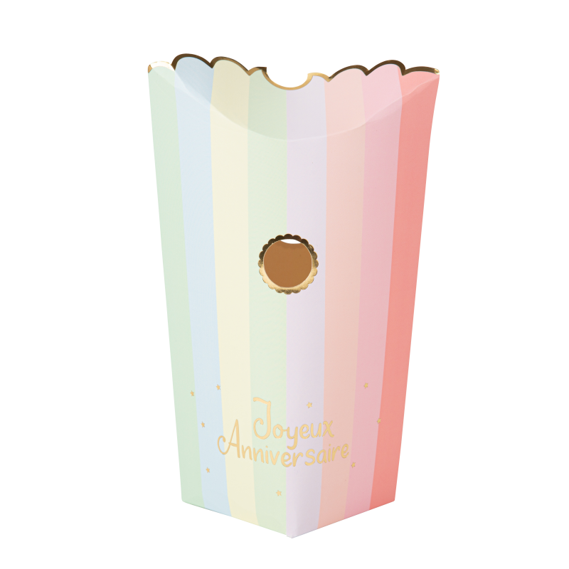 8 boîtes surprises pour pêche à la ligne "joyeux anniv." mahault pastel et or 13,5 x 20 cm