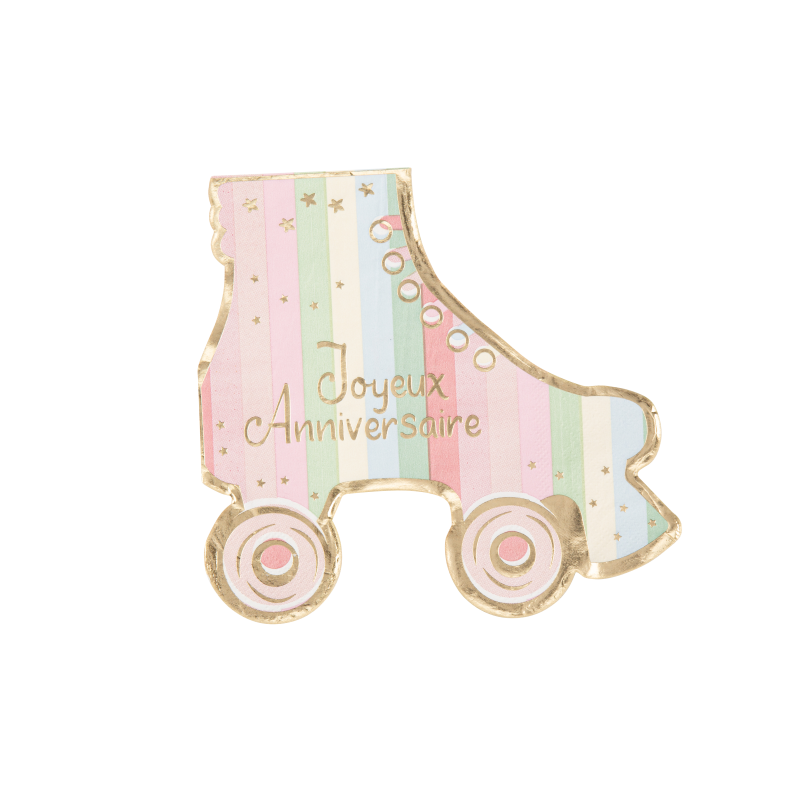 16 serviettes "joyeux anniv." mahault pastel et or 33 x 33 cm - 3 plis