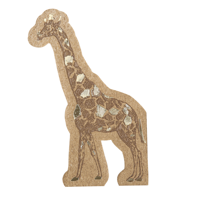 16 serviettes girafe safari kraft moka et or 32 x 21 cm - 3 plis