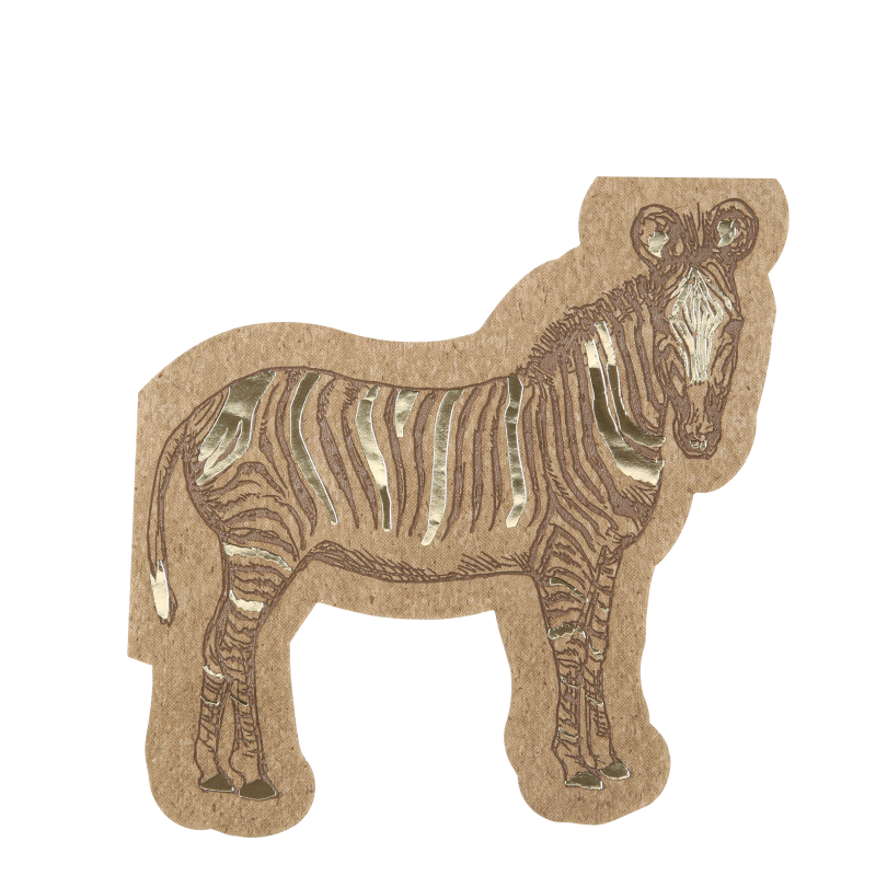 16 serviettes zebre safari kraft moka et or 32 x 30 cm - 3 plis