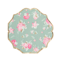 16 Serviettes Spring Papier Vert Sauge Rose et Or 33x33cm - 3 Plis