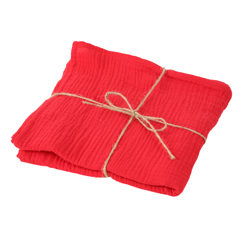4 serviettes gaze de coton rouge 40x40cm lavable à 30degres