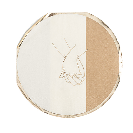 16 serviettes bella terra papier camel, ivoire et or 33x33cm - 3 plis