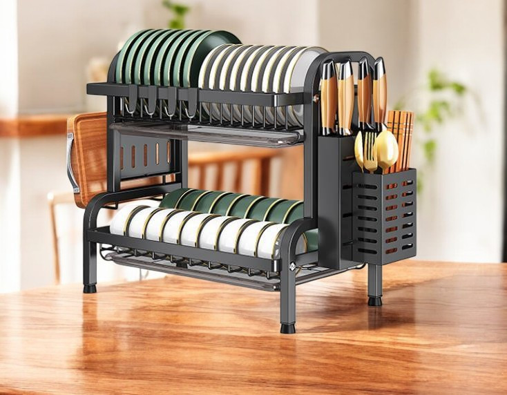 Egoutoire à vaisselle en métal noir