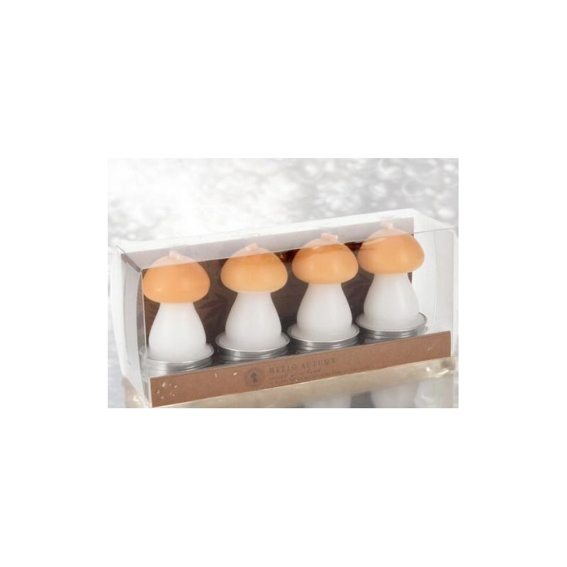 Lot de 4 bougies champignon beige