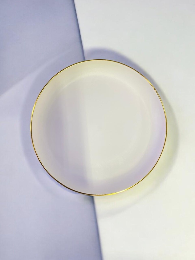 Assiette ronde liseré or ivoire 18.20